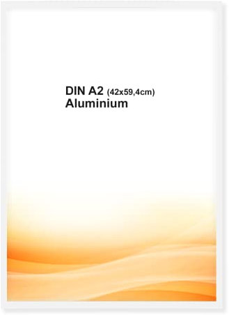 RAWWEST.BIS Alu Bilderrahmen 42x59,4cm DIN A2 Plakatrahmen Alurahmen mit Plexi Rahmen aus Aluminium für Bilder Poster Fotos und für Puzzle, Posterrahmen Fotorahmen, Weiß