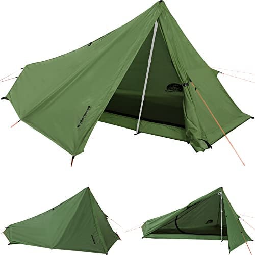 1 Personen Zelt für Camping – Ultraleicht Trekkingstock Zelt, Wasserdicht Outdoor 1 Mann Zelt, Kompakt Zelt mit Kleines Packmaß für Wandern, Strand, Festival(Keine Trekkingstöcke)
