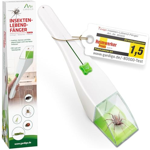 GARDIGO® Insektenfänger XXL mit Lupenglas für Kinder I Spinnenfänger extra lang I Insekten lebend fangen I Spinnenabwehr mit integrierter Lupe I Spinnenfanggerrät Spinnenentferner Spider Catcher