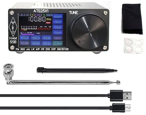 RANRAO Si4732 ATS-25+ Vollband-Radioempfänger, 6,1 cm (2,4 Zoll) Touchscreen-DSP-Empfänger, FM AM (MW und SW) SSB Kurzwellen-Empfänger mit Gehäuse aus Aluminiumlegierung, Typ-C-Ladeschnittstelle