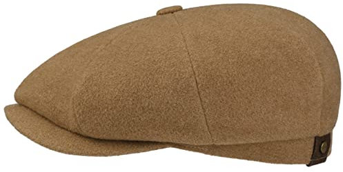 Stetson Hatteras Noir Schirmmütze Damen/Herren - Flatcap mit Wolle und Kaschmir - Wollmütze Herbst/Winter - Ballonmütze mit Flanelfutter - Flat Cap Camel 56 cm