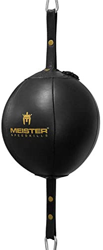 Meister SpeedKills - Borsa in pelle a doppia estremità, con elastici e sacca in lattice leggero, misura L, 22,9 cm, colore: Nero