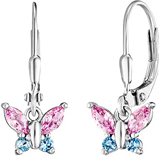 Herzengel Mädchen Kinder Ohrringe aus Sterling Silber mit Zirkonia Steine - Steckverschluss - nickelfrei