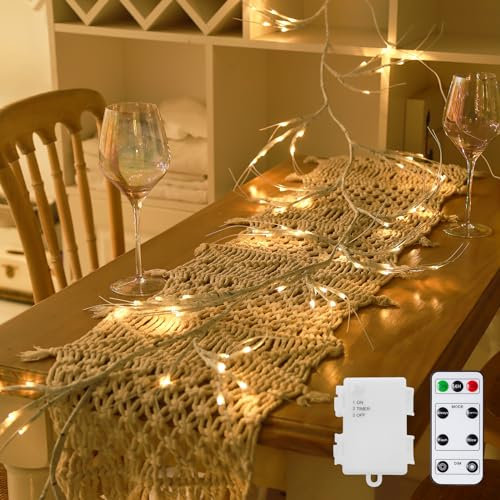 NEWNEN Zweige Lichter 96 LEDs Lichterketten Warmweiß Lichterbaum mit Stecker oder Batteriebetrieben mit Timer, Künstliche Lichterzweige für Ostern Innen Wanddeko Aesthetic Room Décor