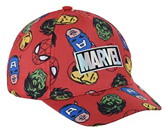 Marvel Avengers Hut für Jungen, Baseball Kappe, Spiderman Hulk Capitan America Iron Man Design, Sommermütze, Geschenk für Jungen, Verstellbare Hut | Rot
