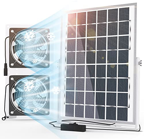 SOLPERK Ventilador solar para invernadero, ventilador solar de 10 W para gallinero, ventilador de escape solar impermeable para cobertizo con cable de 3,6 m