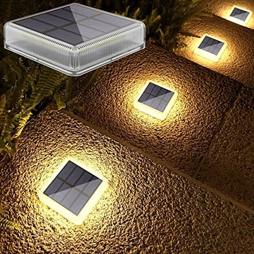 Lacasa Solar Bodenleuchten Aussen, LED Solarlampen für Außen Garten und Terrasse Deko Weg Treppenbeleuchtung Solarleuchten Wasserfest, 2700K Warmweiß, Eckig, 4 Stück