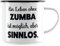JUNIWORDS Emaille-Tasse, Ein Leben ohne Zumba ist möglich, aber sinnlos, Schwarzer Tassenrand (1009687)