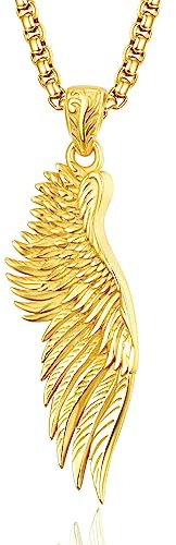 ADMETUS Gold Flügel Anhänger Sterling Silber Engelsflügel Kette Herren Gold Schutzengel Anhänger Schmuck Flügel Geschenk für Herren Männer