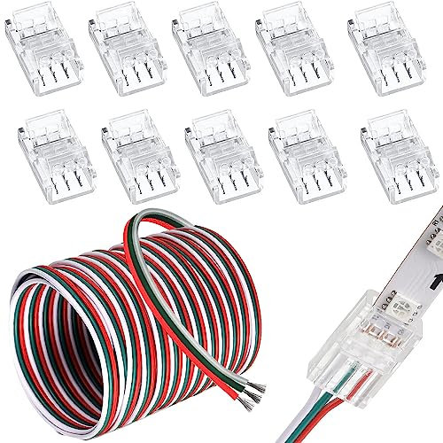 RUNCCI-YUN Cavo di Prolunga da 5 m LED,Kit di Connettori a Striscia LED,LED Connettore, Connettori Strisce Led Spina 10 mm 3 pin, 3Poli Rapido Connettore Cavo per WS2811 WS2812 WS2812B LED