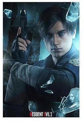 Leon S. Kennedy Character Resident Poster & Evil 2 Survival Horror Game Cover Schlafsaal Schlafzimmer Wal Leinwand Poster Schlafzimmer Dekor Sport Landschaft Büro Zimmer Dekor Geschenk ungerahmt 40 x