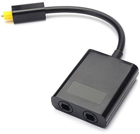 Kljuyhat Dual Port Digital Optical Fiber Audio Splitter Cable Adapter 1 In 2 Out