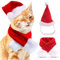 Katzen Hunde Weihnachtskostüm, Haustier Kostüm Weihnachten Kleidung Weihnachtsmütze und Schal für Klein Hund Katze, Rot Katzenbekleidung Hundebekleidung Lustig Mütze Deko Weihnachts Outfit Geschenk