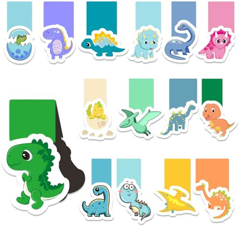 Magnetische Lesezeichen Kinder, 30 Stück Lesezeichen Magnetisch Dinosaurier, Magnetlesezeichen Dinosaurier,Magnet Lesezeichen Kinder 1. Klasse,Lesezeichen Magnet Tiere für Junge,Mädchen,Heimbürobedarf
