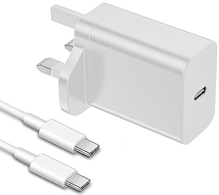 Bouge 30W PD Charger - Fast Type C Plug Compatible with iPhone 16/15 Pro Max Min, for Google Pixel 8/7/6 Pro, for Samsung Galaxy Mobile Phone UK Wall Super Charging Power Adapter Cable White