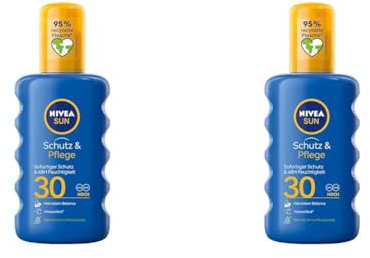 NIVEA SUN Schutz & Pflege Sonnenspray LSF 30 (200 ml), Sonnencreme Spray für 48h Feuchtigkeit, sofortiger Sonnenschutz mit hochwirksamem UVA/UVB-Filtersystem (Packung mit 2)