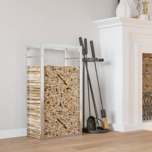 FENLAX Brennholzregal 50x28x94 cm Edelstahl Brennholzregal Metall Brennholz Aufbewahrung Stapelhilfe für Brennholz Aussen Metall Kaminholzregal Brennholzregal Innen Metall Brennholzständer