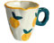 Soulnioi Ceramic Coffee Mug, Cute Cappuccino Cup with Handle, 300ML Hand-Painted Irregular Breakfast Oatmeal Cup Creative Tea Milk Cup for Gift - Beige Orange