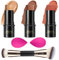 3 Stück Creme-Konturstift-Make-up-Set, Schattierungen mit Highlighter, Rouge und Bronzer,Zum Formen der Wangen, wasserfestes, mattes und taufrisches Finish(Medium-Deep,#05+#06+#15)