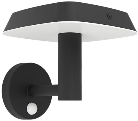 EGLO LED Wandlampe außen Dreoli, Outdoor Solarlampe mit Bewegungsmelder, Außenlampe solar aus schwarzem Kunststoff, Außenbeleuchtung IP44