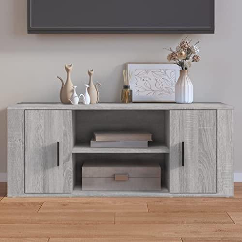 QJBSAVVA TV-Schrank, Fernsehschrank Holz Fernseher Tisch Modern Tv Eckschrank Fernsehtisch Hoch Geeignet für Kleine Räume Wohnzimmer Den Flur Schlafzimmer Grau Sonoma 100x35x40 cm Holzwerkstoff