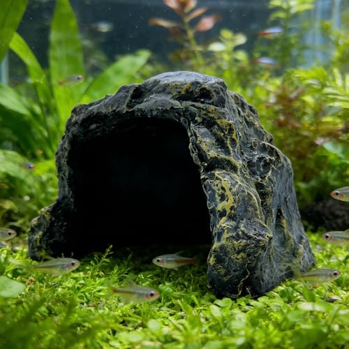 M2cbridge Reptile Hideout Cave Resin Rock Hides Terrarium Habitat Decor(Rock)