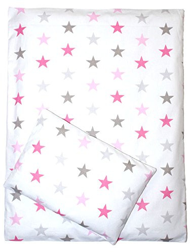 Kinderwagenset Baby Bettwäsche für Kinderwagen Bezüge Decke Kissen 2-4 tlg (rosa, 2 tlg)