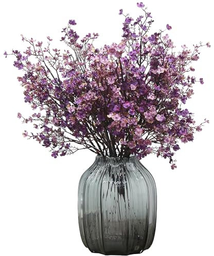 JAKY-Global Künstliche Blumen 12 Stück Getrocknete Unechte Seide Blumen Babysbreath Pflanze Dekoration für Hochzeit Sträuße Haus Garten Party Blumenschmuck (Herbst Lila)