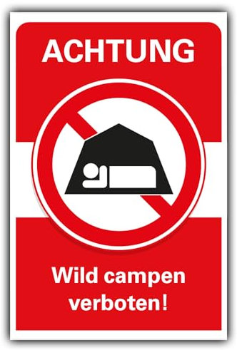 Verbotsschild Wild campen verboten Verbot Hinweisschild Hartschaum 30x20 cm