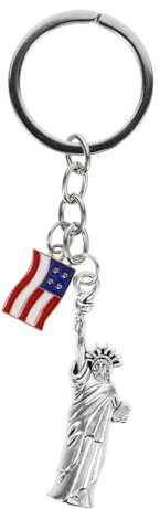 SAFIGLE Schlüsselanhänger Mit Freiheitsstatue Und Amerikanischer Flagge Freiheits-Schlüsselanhänger 4. Juli Unabhängigkeitstag Patriotischer Anhänger Als Erinnerungsgeschenk