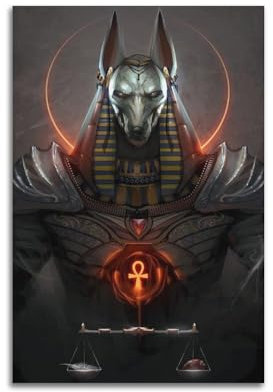 KPNEUDCZZ Poster mit Anubis-Gott-Motiv, dekoratives Gemälde, Leinwand, Wandposter und Kunstdruck, moderne Familienschlafzimmer-Dekoration, Poster, 20 x 30 cm