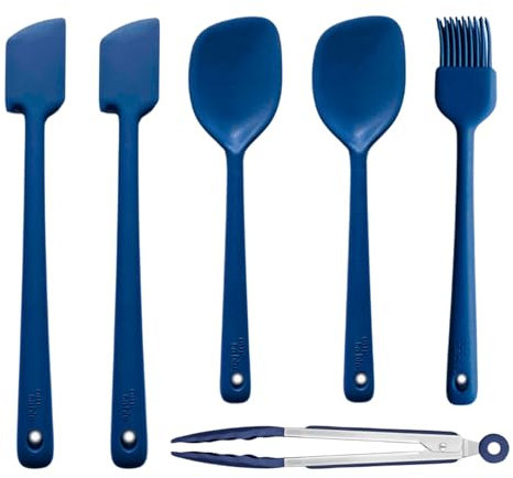 Professional Series Silicone Utensil Set – Premium Quality 6 Pcs Kitchen Utensils Set – Food Grade, BPA Free, Heat Resistant, Stain Resistant, Non-Stick, Dishwasher Safe Cooking Tools (Blue)