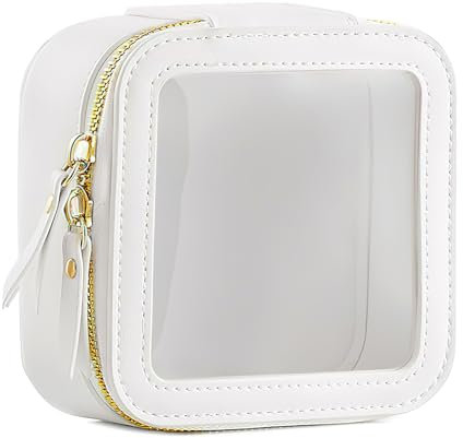 Mini Make Up Tasche Kulturbeutel Reise Kosmetiktasche mit Reißverschluss Transparent Kleine Make up Organizer Damen wasserdichte Auto Beige