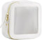Mini Make Up Tasche Kulturbeutel Reise Kosmetiktasche mit Reißverschluss Transparent Kleine Make up Organizer Damen wasserdichte Auto Beige