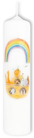 FRITZ COX Taufkerze Alle an Board | Kerze Arche Noah mit buntem Motiv und Wachauflage | Platz für individuelle Beschriftung | inkl. Kerzenverpackung | 40cm oder Tischkerze (Tischkerze)
