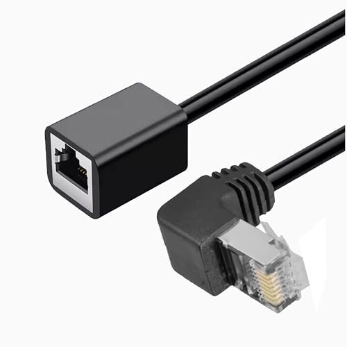 Bolwins L52S 50cm RJ45 Netzwerkkabel Verlängerung mit 90° Winkelstecker – Abgewinkeltes Ethernet Kabel für Enge Räume – Geschirmt – Kompatibel mit Router Switch Modem PC TV – Plug & Play