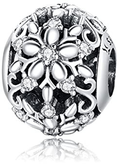 Armband Charm Bead Schneeflocke DIY Charm 925 Sterling Silber passend für Pandora Armband Halskette, European Charms Bracelet (SCC1651)