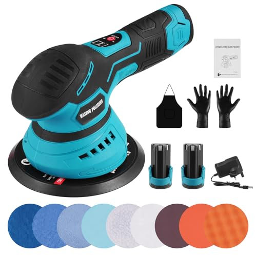 Angle Grinder Power Tools,12V 150mm,Cordless Angle Grinder with 2xbatteries,1xcharger,3xpad,5xpillowcases,1xapron,1xsandpaper,1xpolishing gloves 5.9inch Grinder for Cutting Grinding Polishing Sharpeni