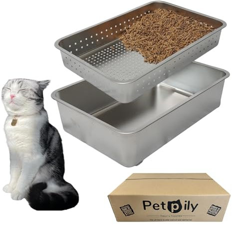 Petpily Petpily Stainless Steel Sifting Cat Litter Box