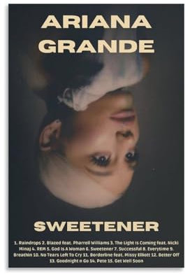 JZELIN Ariana Grande SweetenerAlbum, Pop-Sänger-Druck, Album, Leinwand, Gemälde, Wandkunst, Schlafzimmer, Dekoration, Büro, Teenager, 20 x 30 cm, ungerahmt, 42