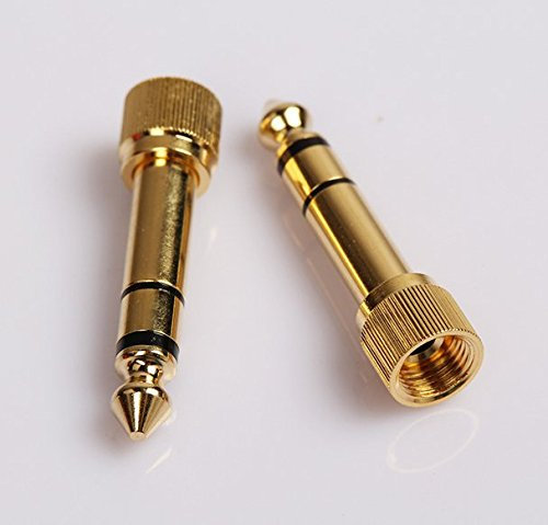 10pcs Gold 1/4 6.35mm Male to 3.5mm Female Plug Stereo Audio Headphone Screw Adapter Connector