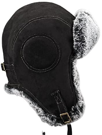 Wintermütze, Kappe, Schwarz/Braun, Ski, Soldat, Jagd, kaltes Wetter, Ohrenklappen, 56–58 cm/59–61 cm, Braun, 59–61 cm (Schwarz 6 7/8)