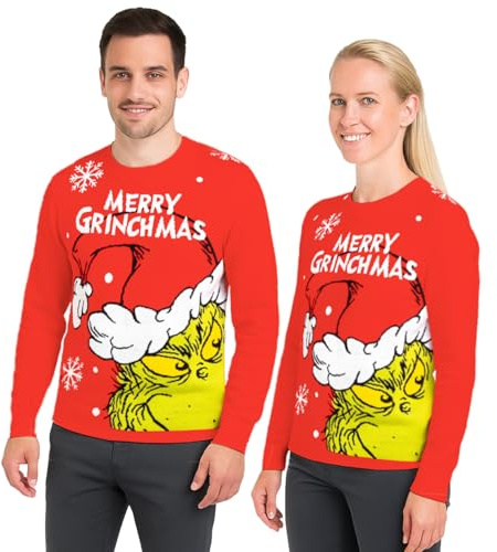 United Labels Der Grinch Winterpullover für Herren und Damen, Rot, Merry Grinchmas, Winter Strickpullover, Pullover Unisex