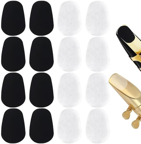 JIEYAO 16 Stück Mundstückkissen, 0,5 mm Bissgummi Klarinette Mundstückpolster Alt Tenor Saxophon Klarinetten Mundstück Kissen Schutz Bissplatte Schwarze Klar Mundstück Patches für Anfänger