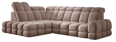 DomoHome Ecksofa Tollo Braun Salvador-Stoff Linke Seite 302x217x105 cm, L-Form Sofa mit Schlaffunktion, Bettkasten 120x85x17 cm, Elektrisch Verstellbar