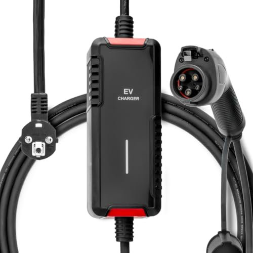 EVloaded | Câble de charge EV type 1 phase 1 de 10 m, 16 A, 3,6 kW, chargeur de voiture électrique avec prise domestique, écran avec options de temps et de puissance