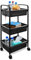 ABBAware Rollwagen mit 3 Körben, 40 x 30 x 74 cm Kunststoff Schwarz - Ablagefachwagen/Aufbewahrungswagen mit Rollen für Küche, Bad, Wohnzimmer