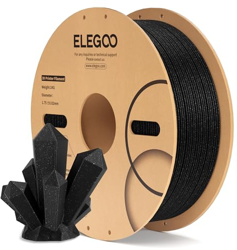 ELEGOO Sparkle PLA Filament 1.75mm Glitzer Schwarz 1kg, Glitzerndes Glänzendes 3D-Druckerfilament Mit Hoher Maßhaltigkeit, 1kg Spule Für Die Meisten 3D Drucker