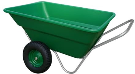 Equimed 300L Garden Wheelbarrow - Heavy Duty XL Trolley with Giant 300L Plastic Bucket, Puncture-Proof Large-Profile Wheels, Galvanised Tubular Frame, High Handle