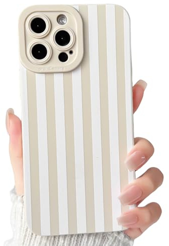 NITITOP für iPhone 13 Pro Hülle Süßes Senkrecht Gestreift, Weiß | Aesthetic Stripes Streifen Motiv, für Frauen Mädchen, Matt Zweischichtige Design, Stoßfest Handyhülle